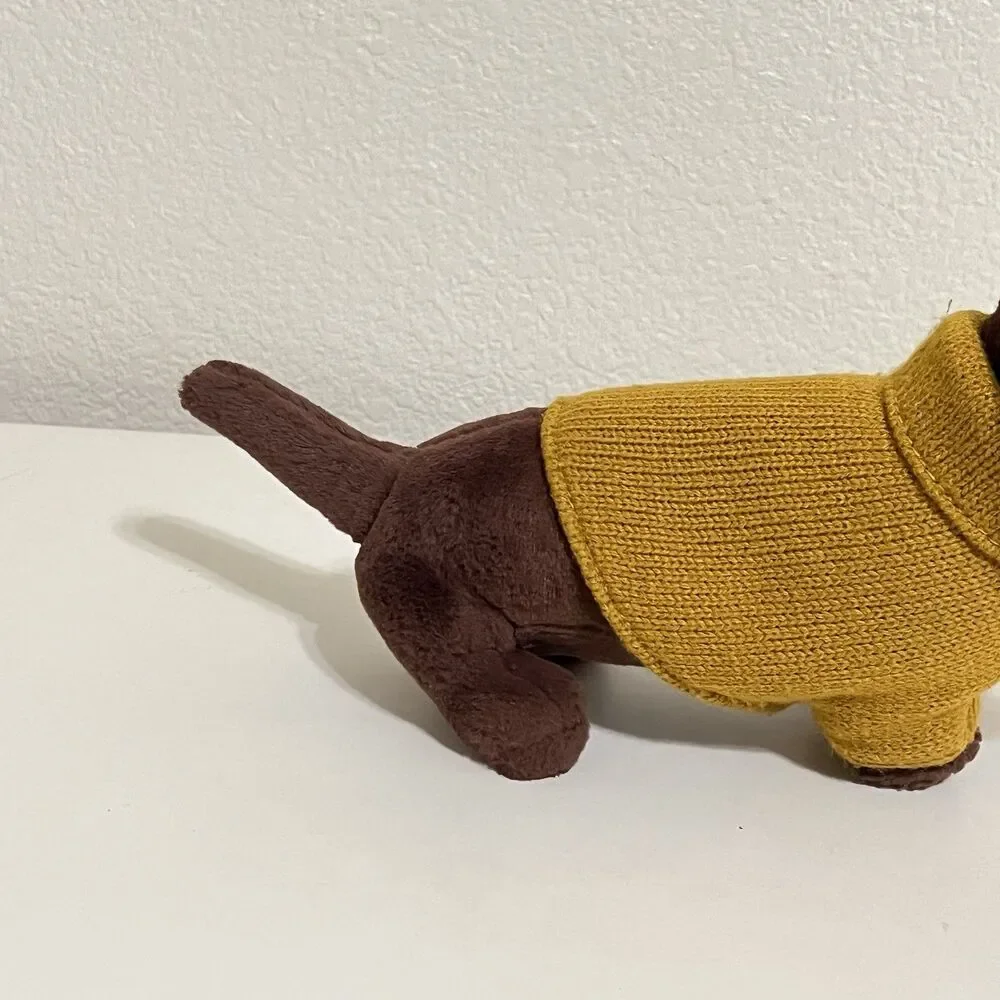 Jellycat Dachshund Yellow Sweater Sausage Dog Plush Stuffed Animal NO TUSH TAG